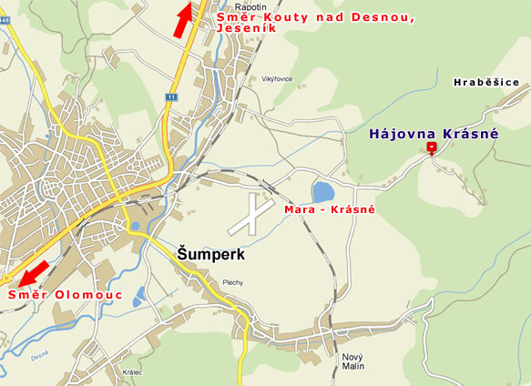 Mapa chata H�jovna Kr�sn� Hrab�ice