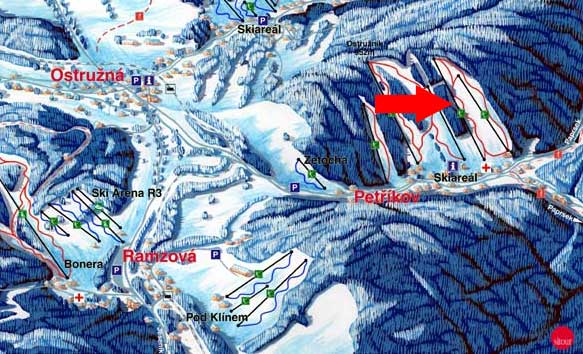 Panoramatická mapa ski areálu v Petříkově
