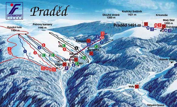 Panoramatická mapa ski areálu Figura - Praděd Ovčárna