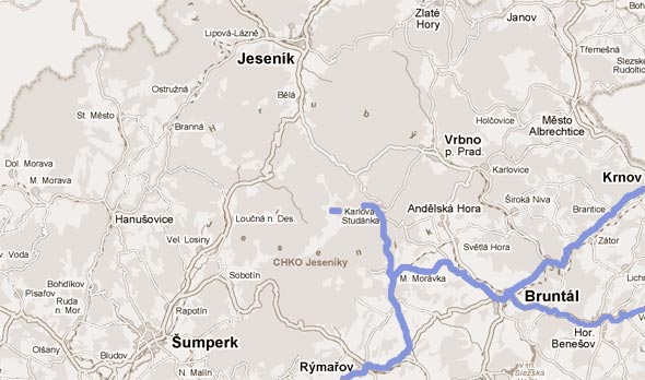 Mapa skibusů Jeseníky 2011 - 2012