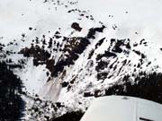 Lavina ve Velkém kotli letecký snímek