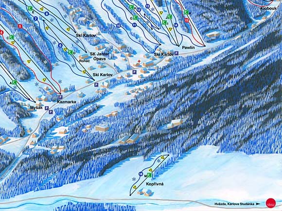 Panoramatická mapa Ski Kopřivná