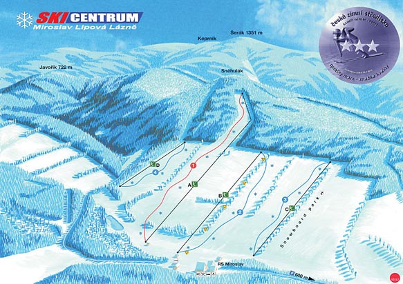 Panoramatická mapa ski areálu Miroslav