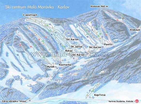 Ski Karlov centrum Malá Morávka - panoramatická mapa