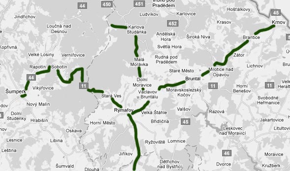 Mapa cyklobusů Jeseníky 2014